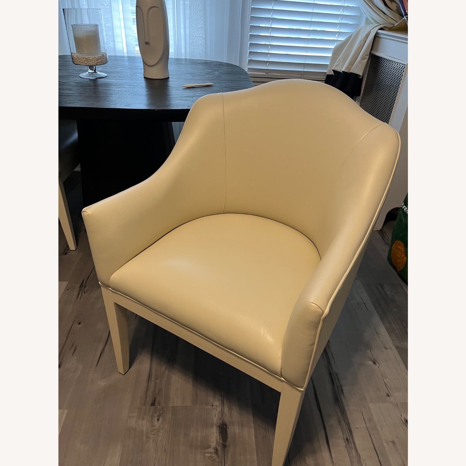 Two Cream Leather Dining Chairs - image-5