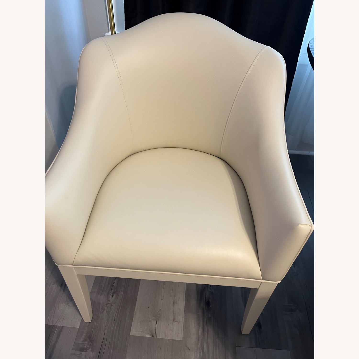 Two Cream Leather Dining Chairs - image-2