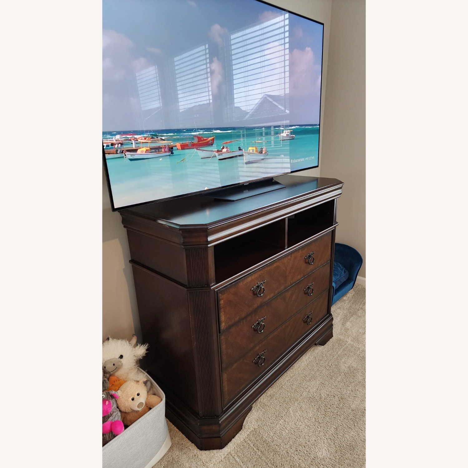 Dark Brown Wood Dresser / TV Rack - image-3