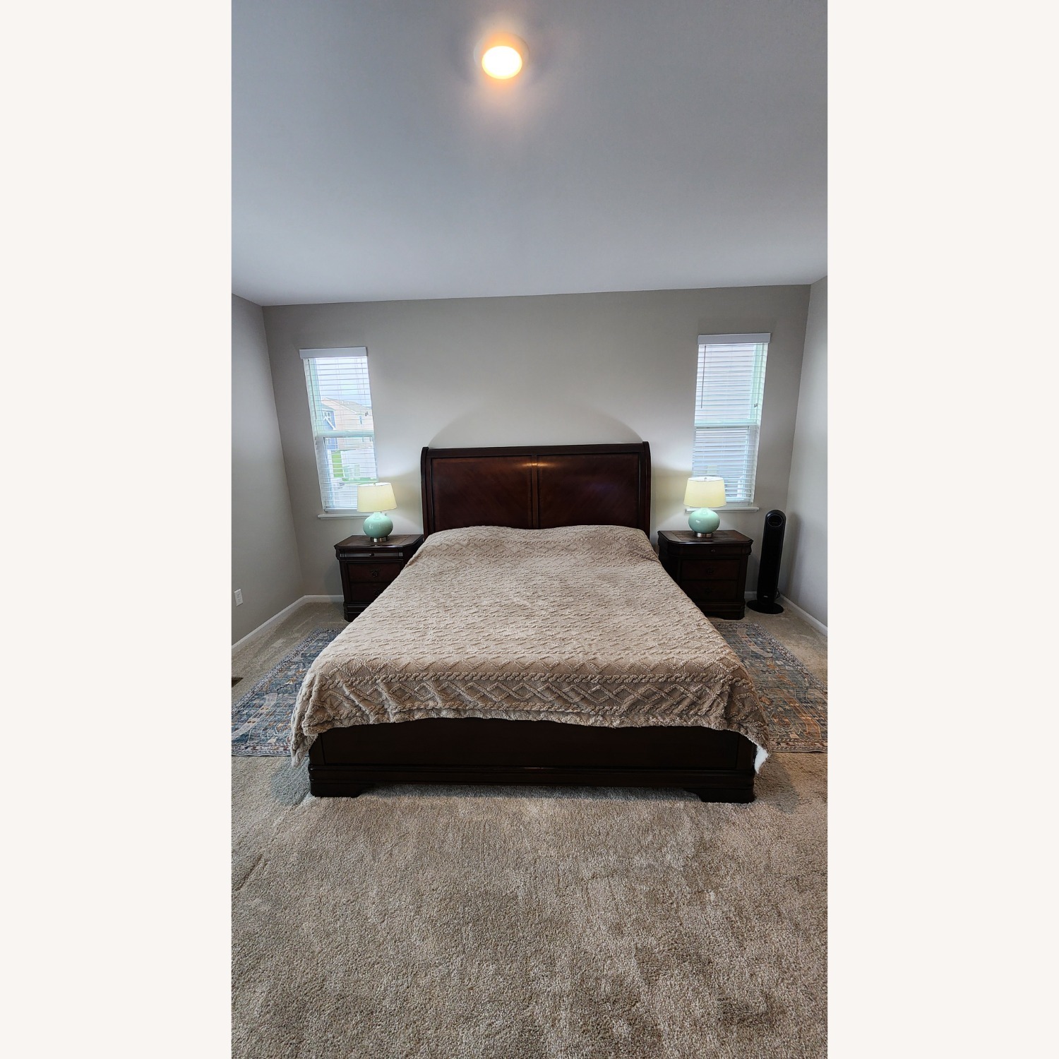 Ashley Furniture Dark Brown Wood King Sleigh Bed - image-9