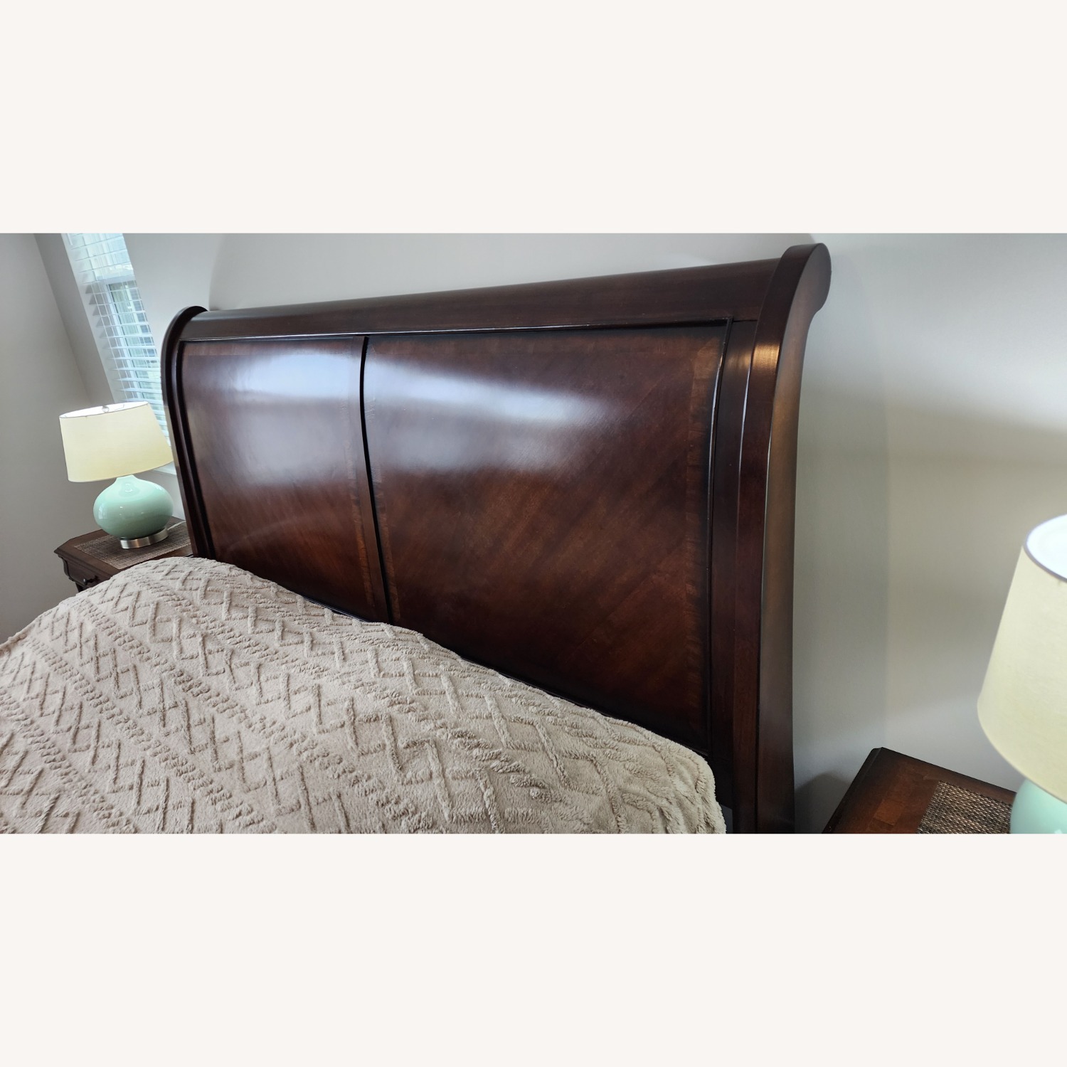 Ashley Furniture Dark Brown Wood King Sleigh Bed - image-3