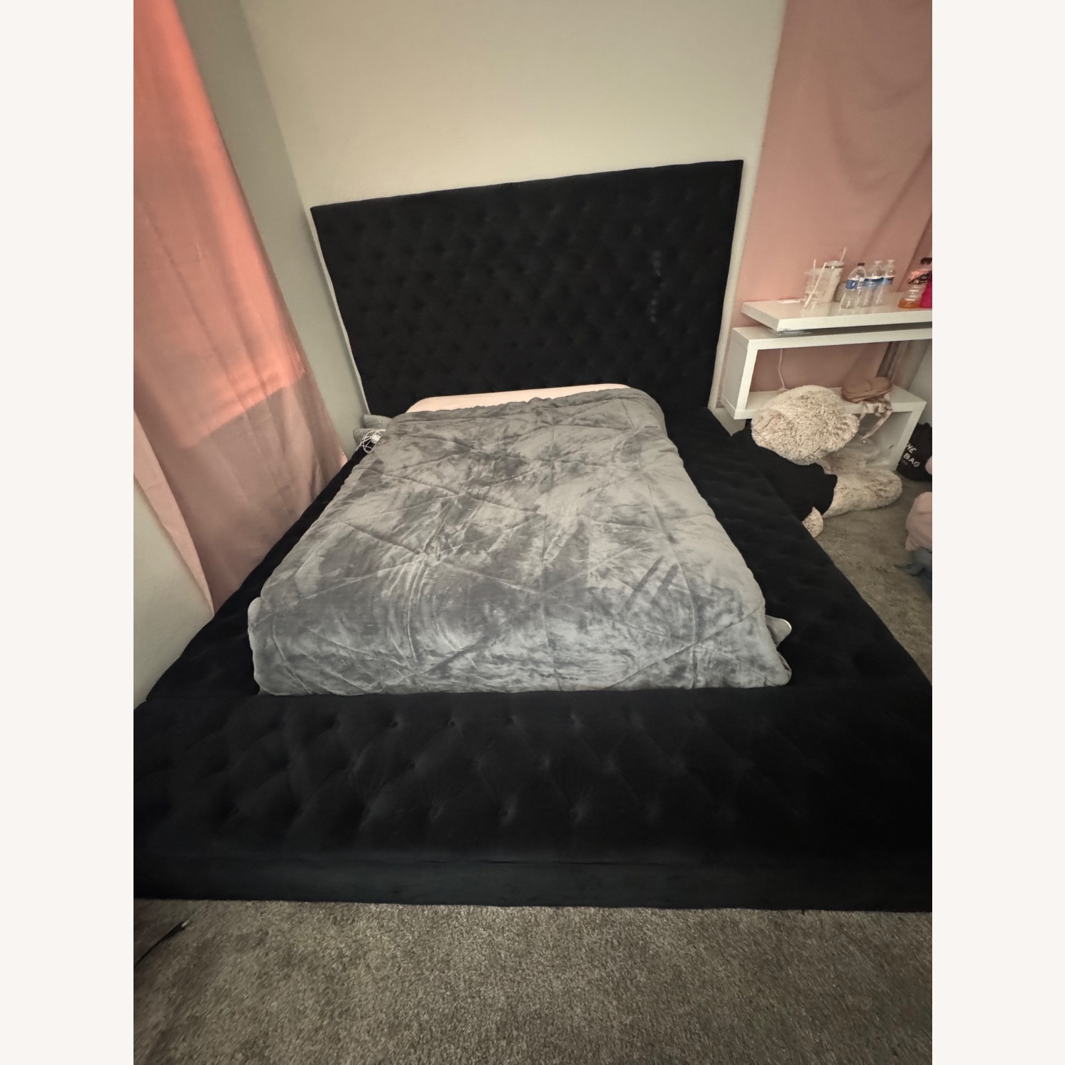 Black Velvet Queen Bed - image-3