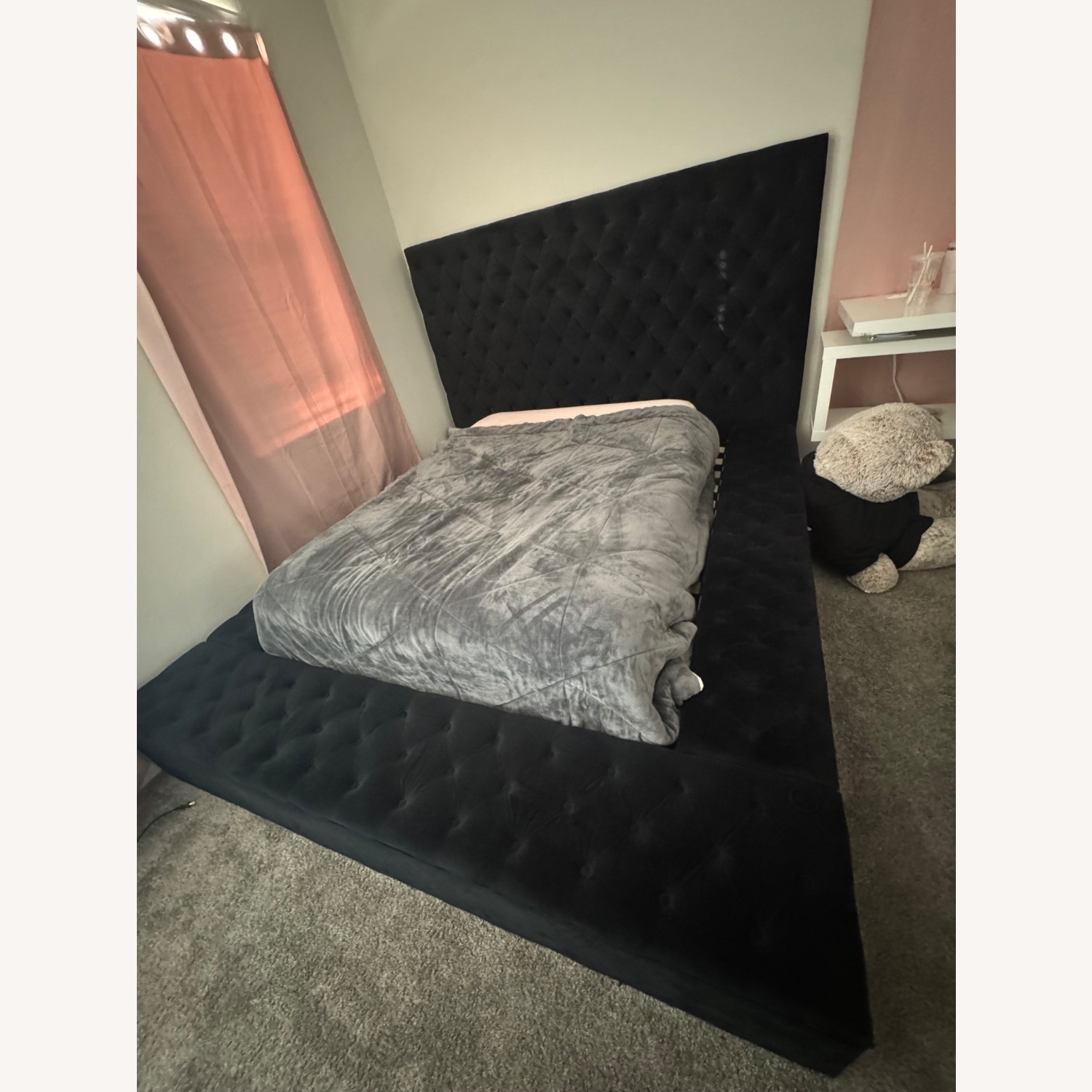 Black Velvet Queen Bed - image-5