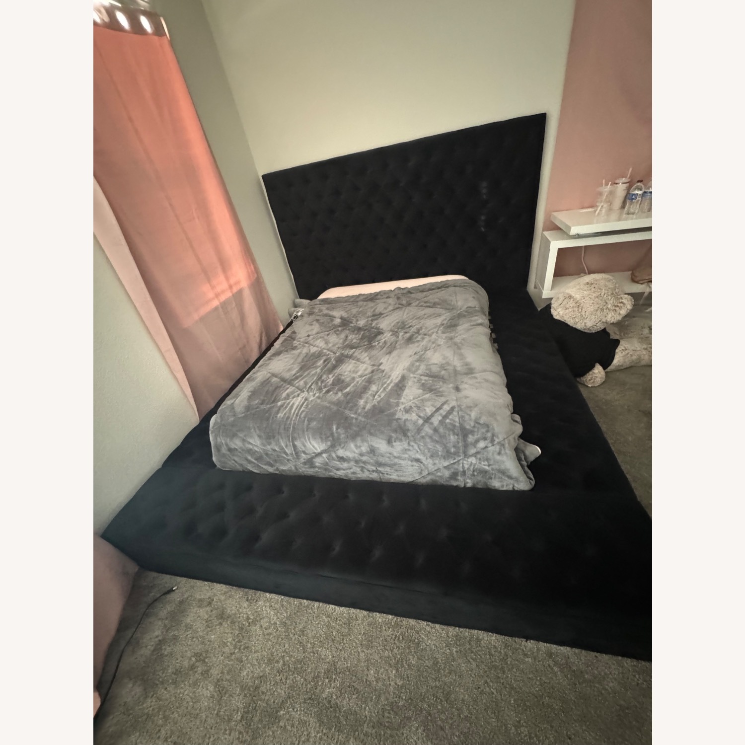 Black Velvet Queen Bed - image-4