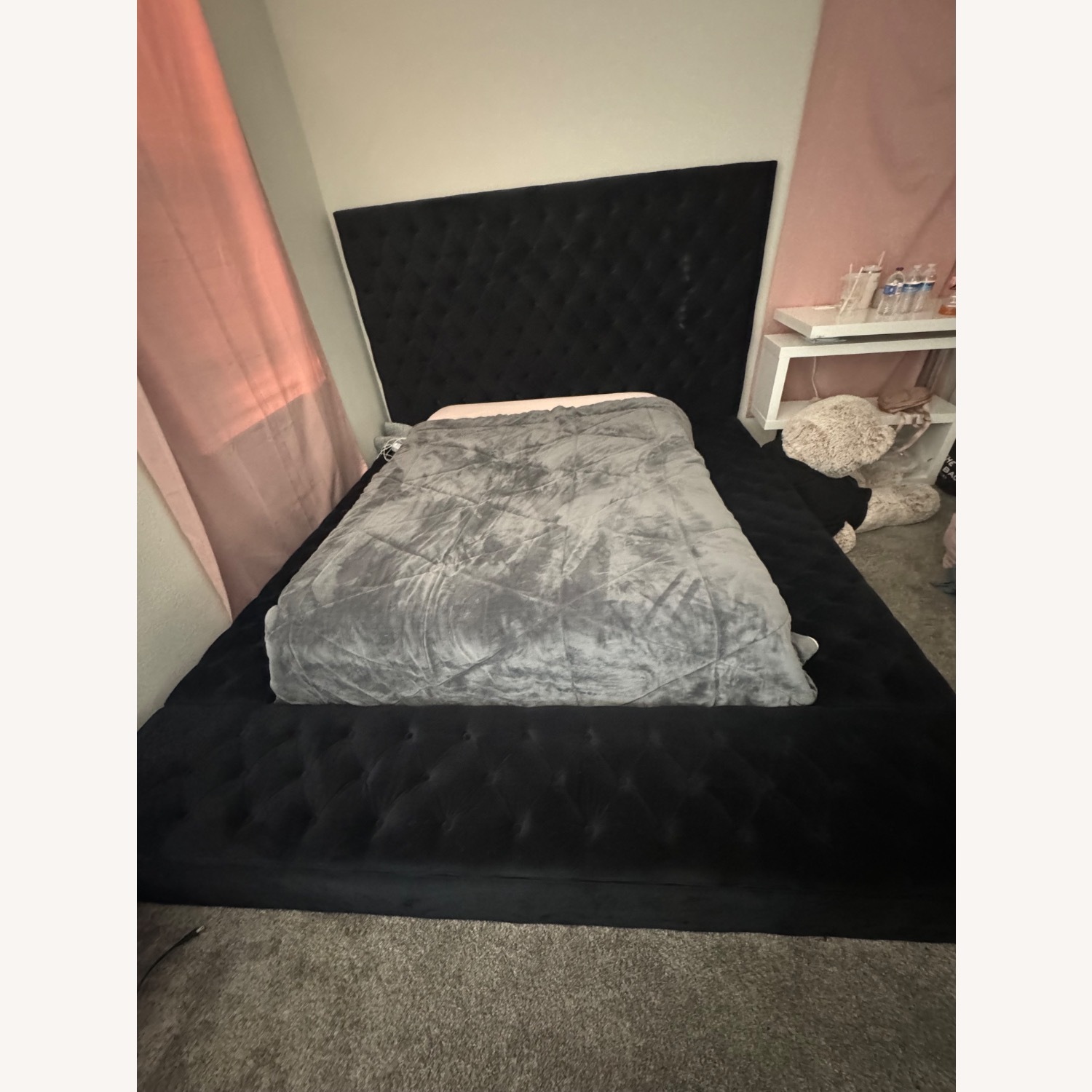 Black Velvet Queen Bed - image-2
