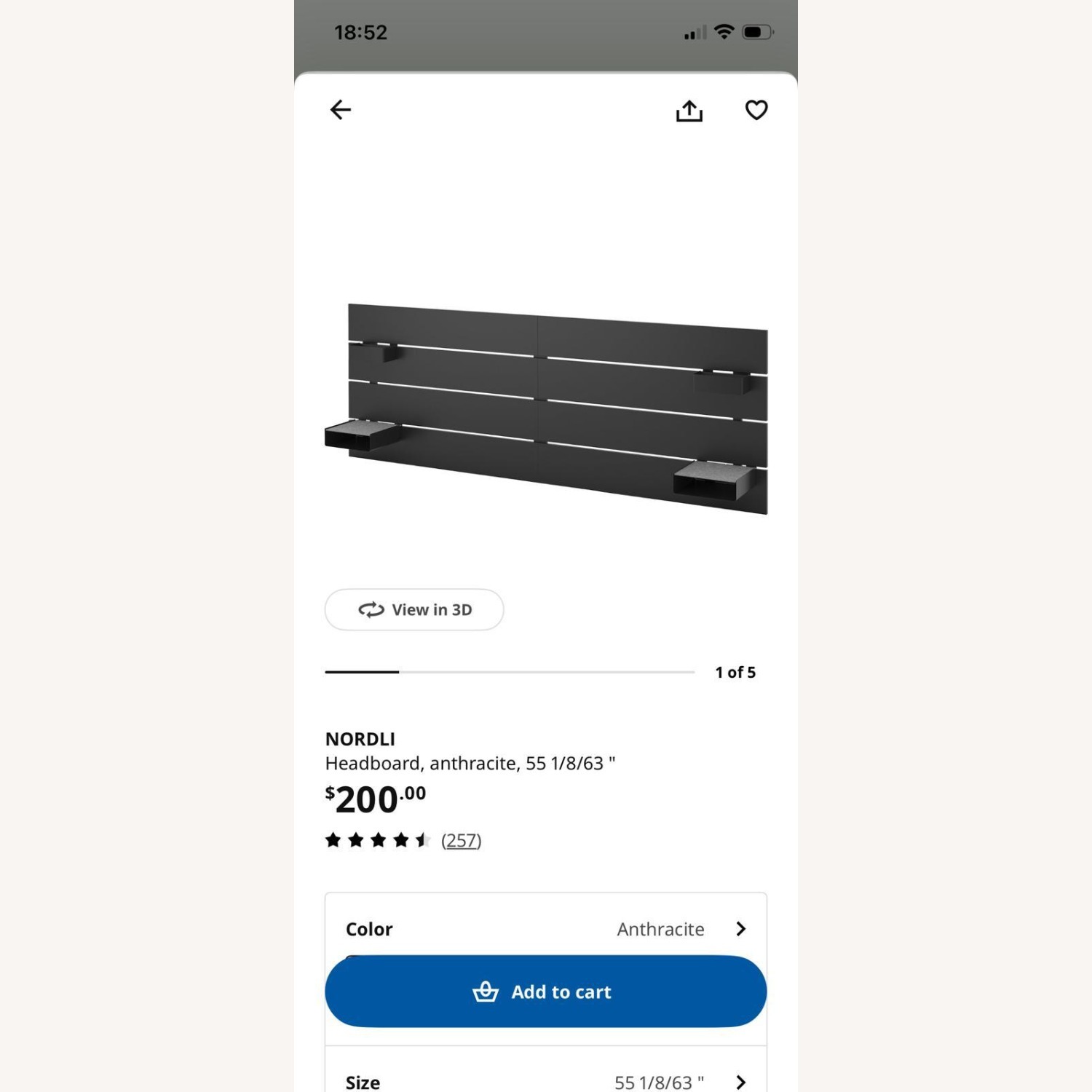 IKEA Nordli Black Wood Queen Bed - image-7