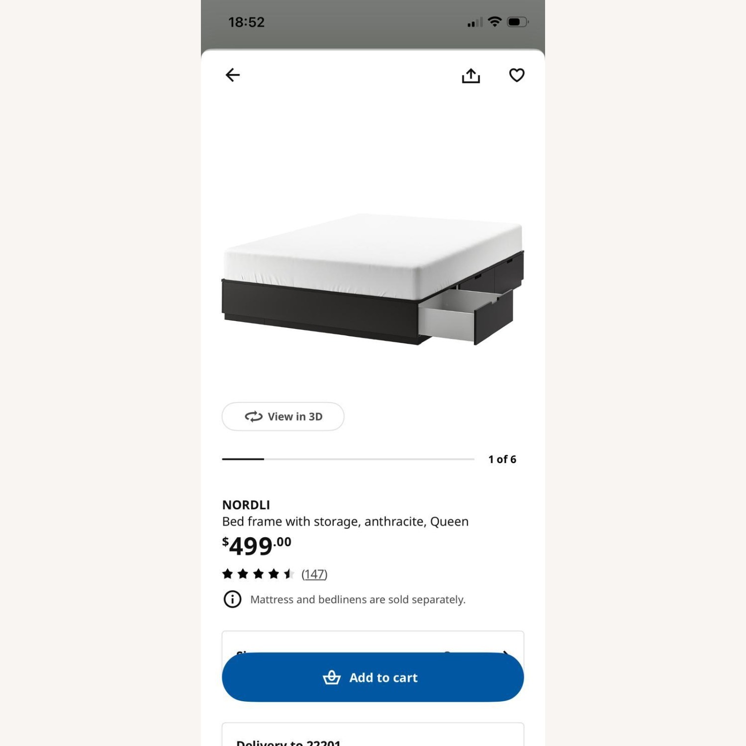 IKEA Nordli Black Wood Queen Bed - image-6