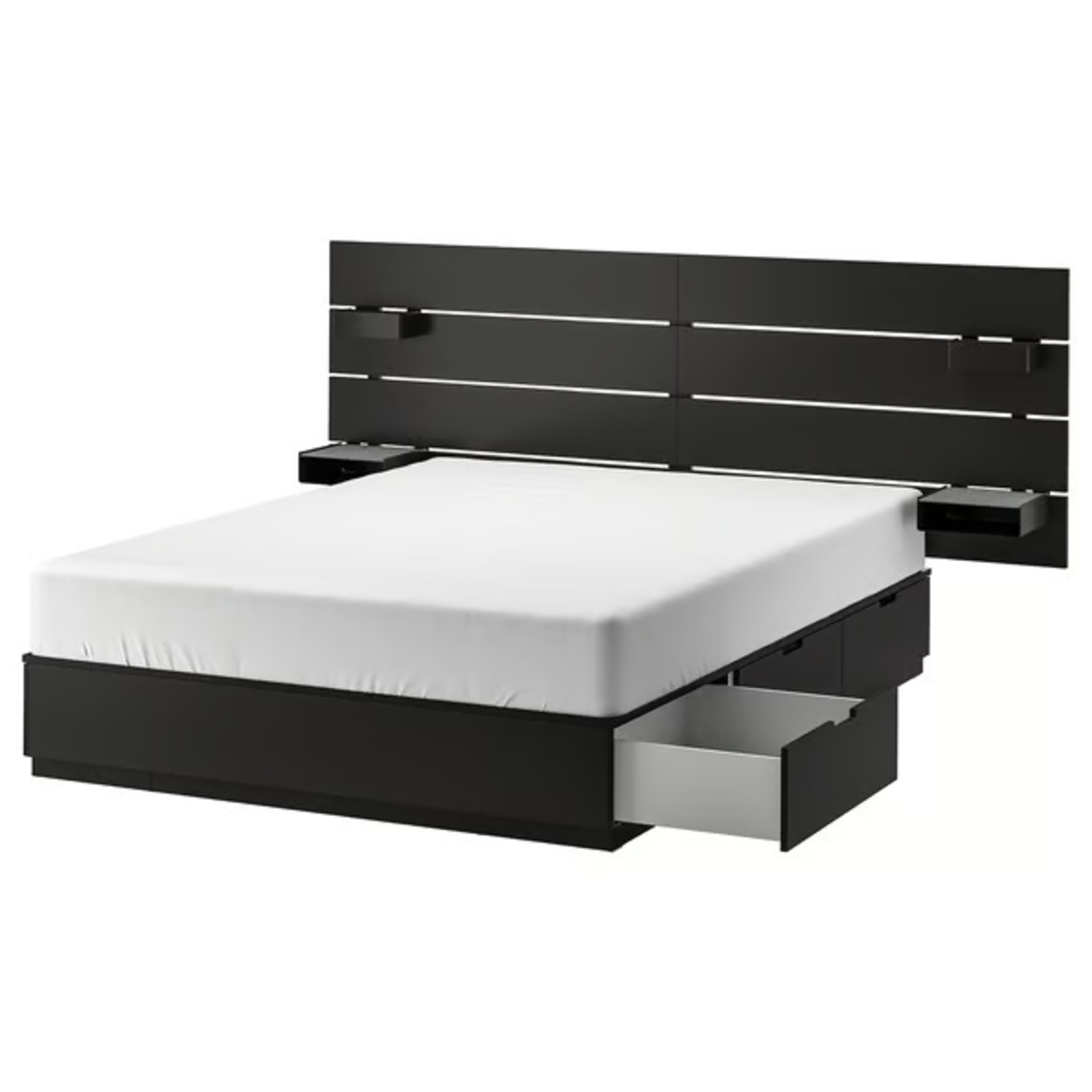 IKEA Nordli Black Wood Queen Bed - image-8