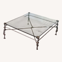 Glass Coffee Table with Metal Frame