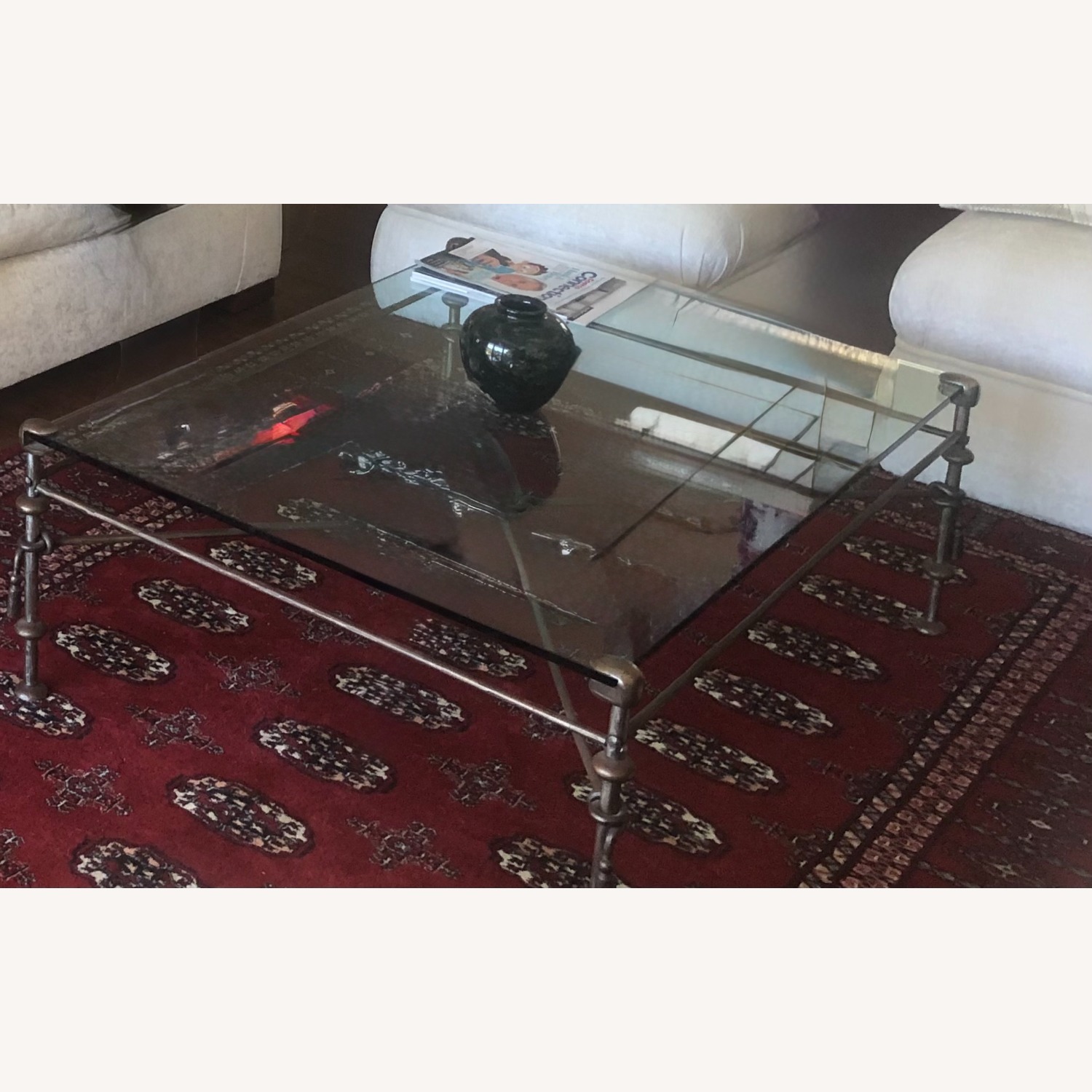 Glass Coffee Table with Metal Frame - image-4