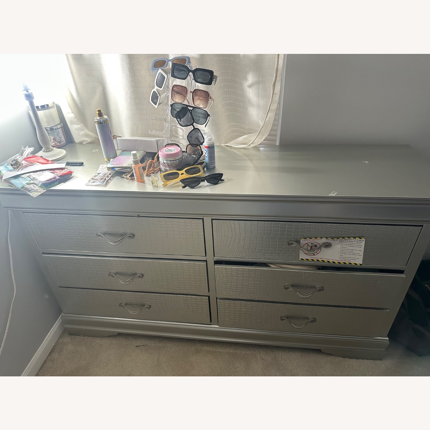 Dark Gray Wood Dresser - image-3