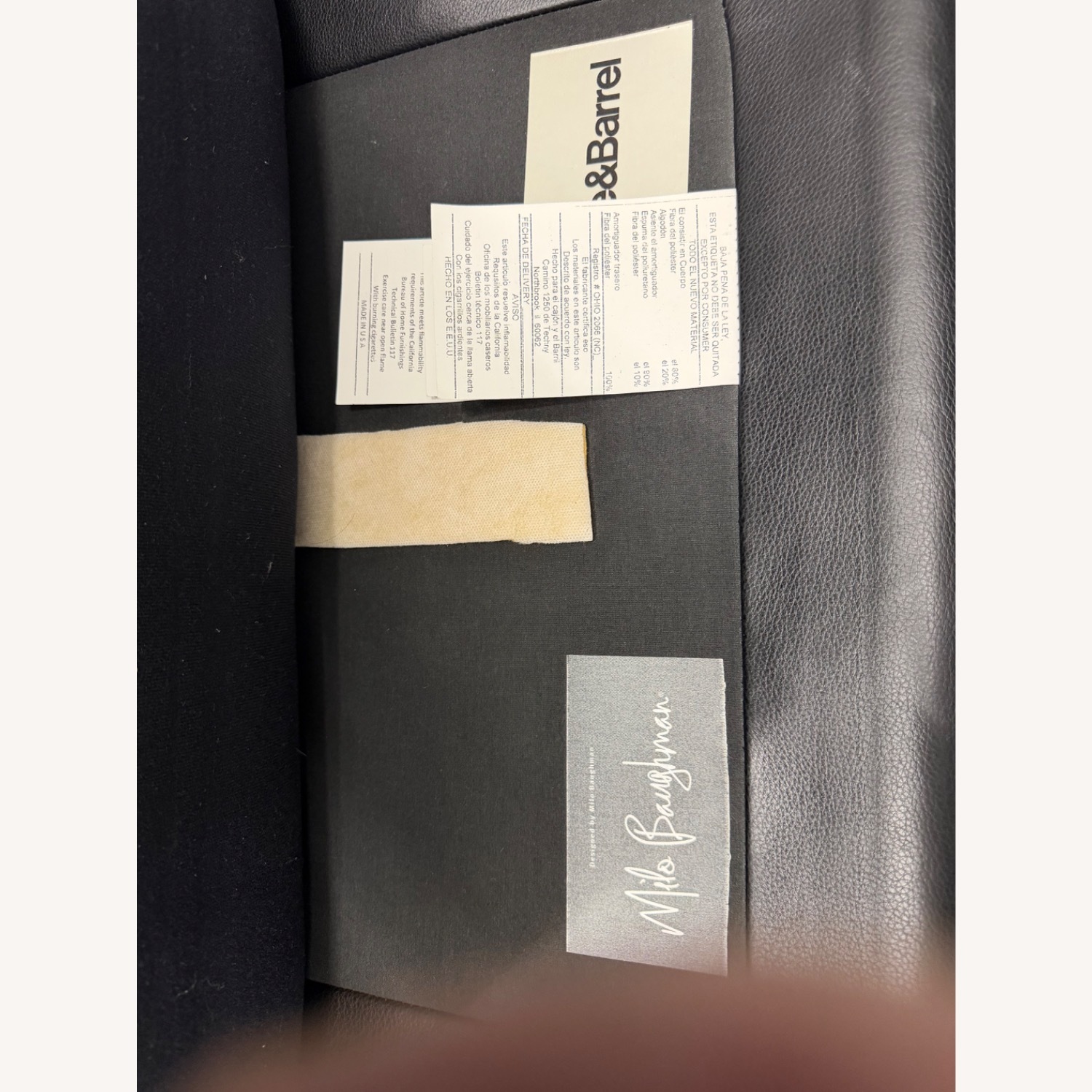 Crate & Barrel Milo Baughman Black Leather Armchair - image-5