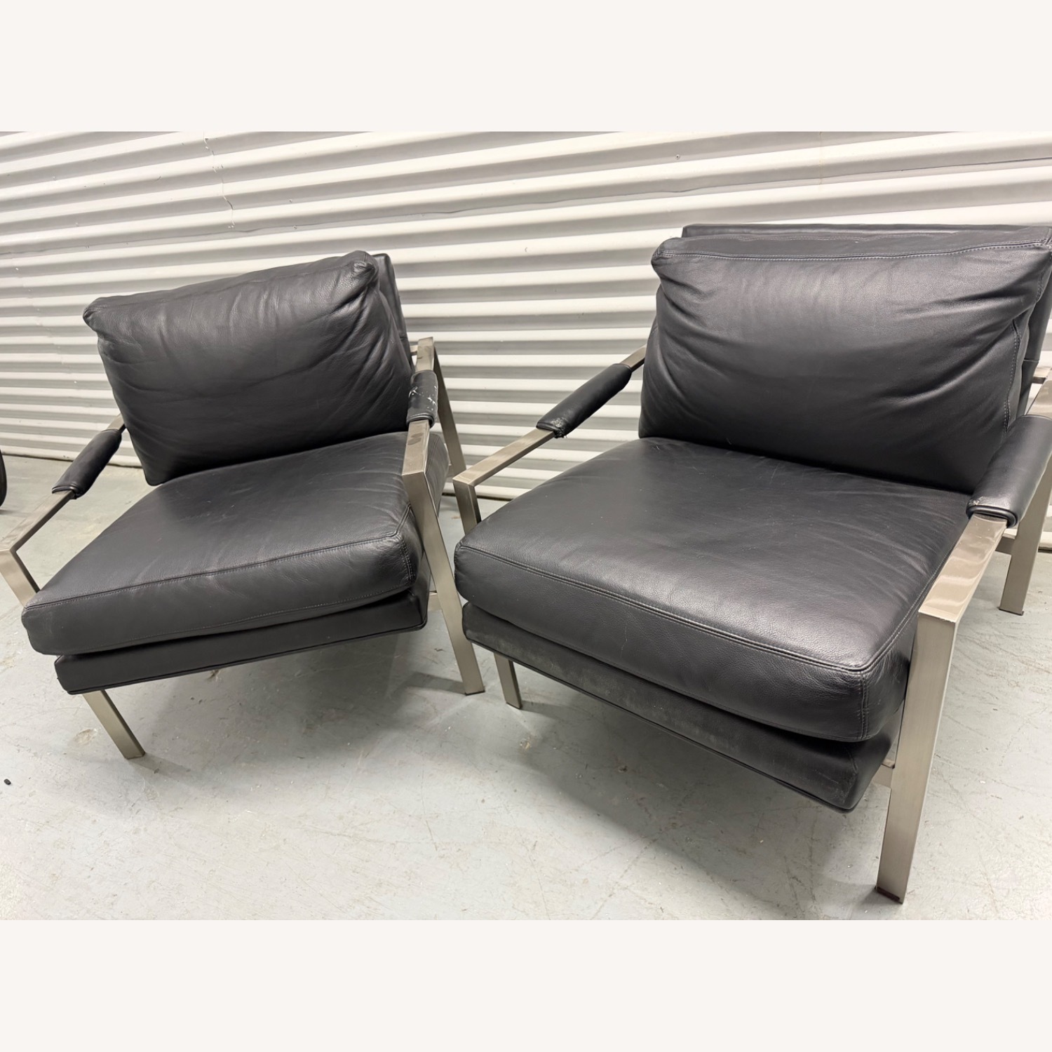 Crate & Barrel Milo Baughman Black Leather Armchair - image-2