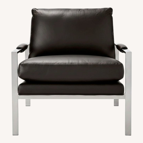 Used Crate & Barrel Milo Baughman Black Leather Armchair for sale on AptDeco