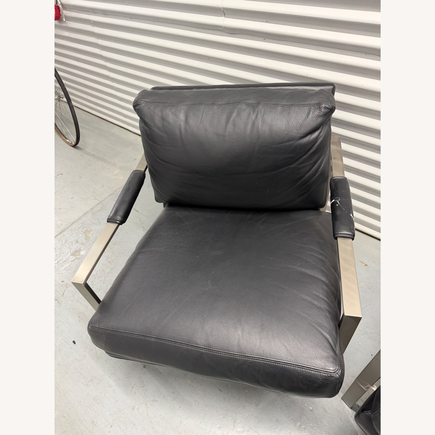 Crate & Barrel Milo Baughman Black Leather Armchair - image-4