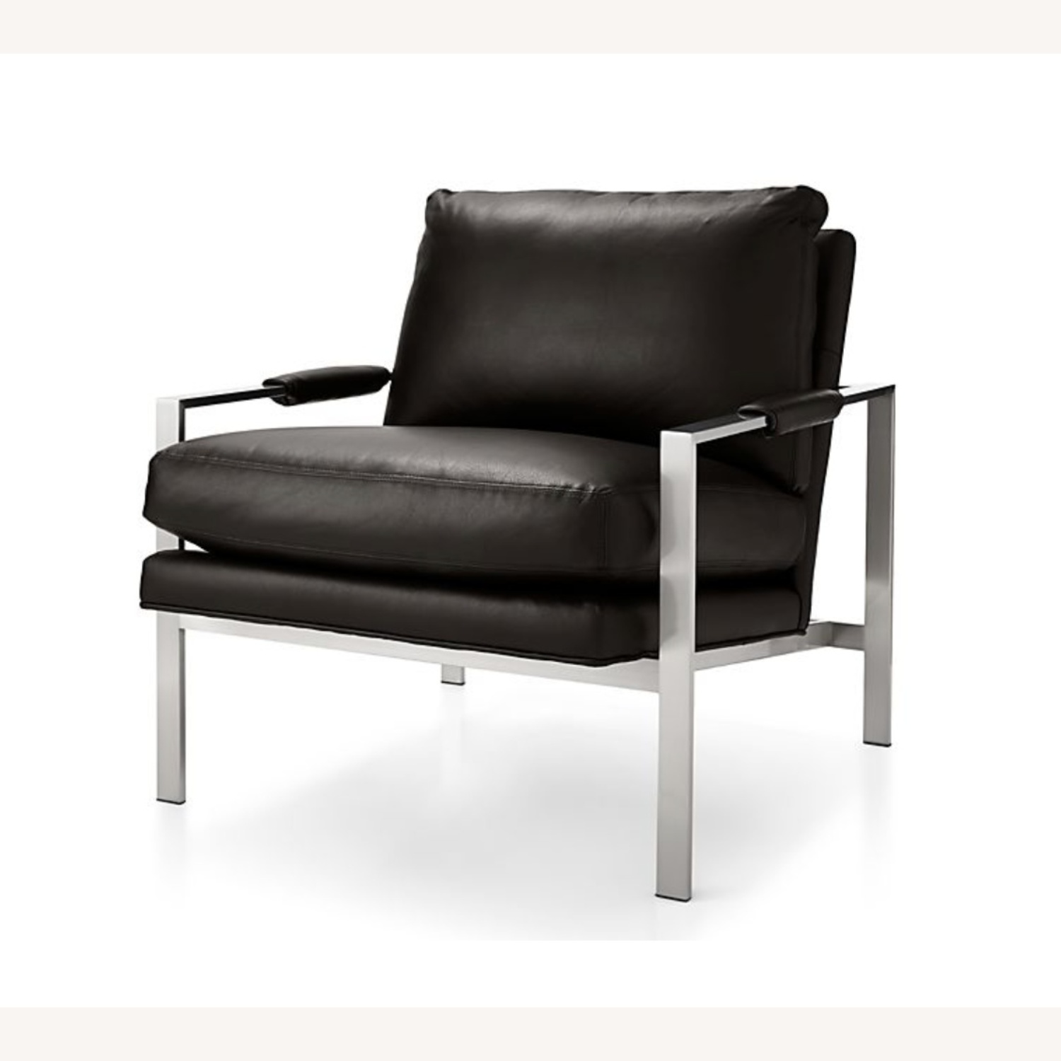 Crate & Barrel Milo Baughman Black Leather Armchair - image-6