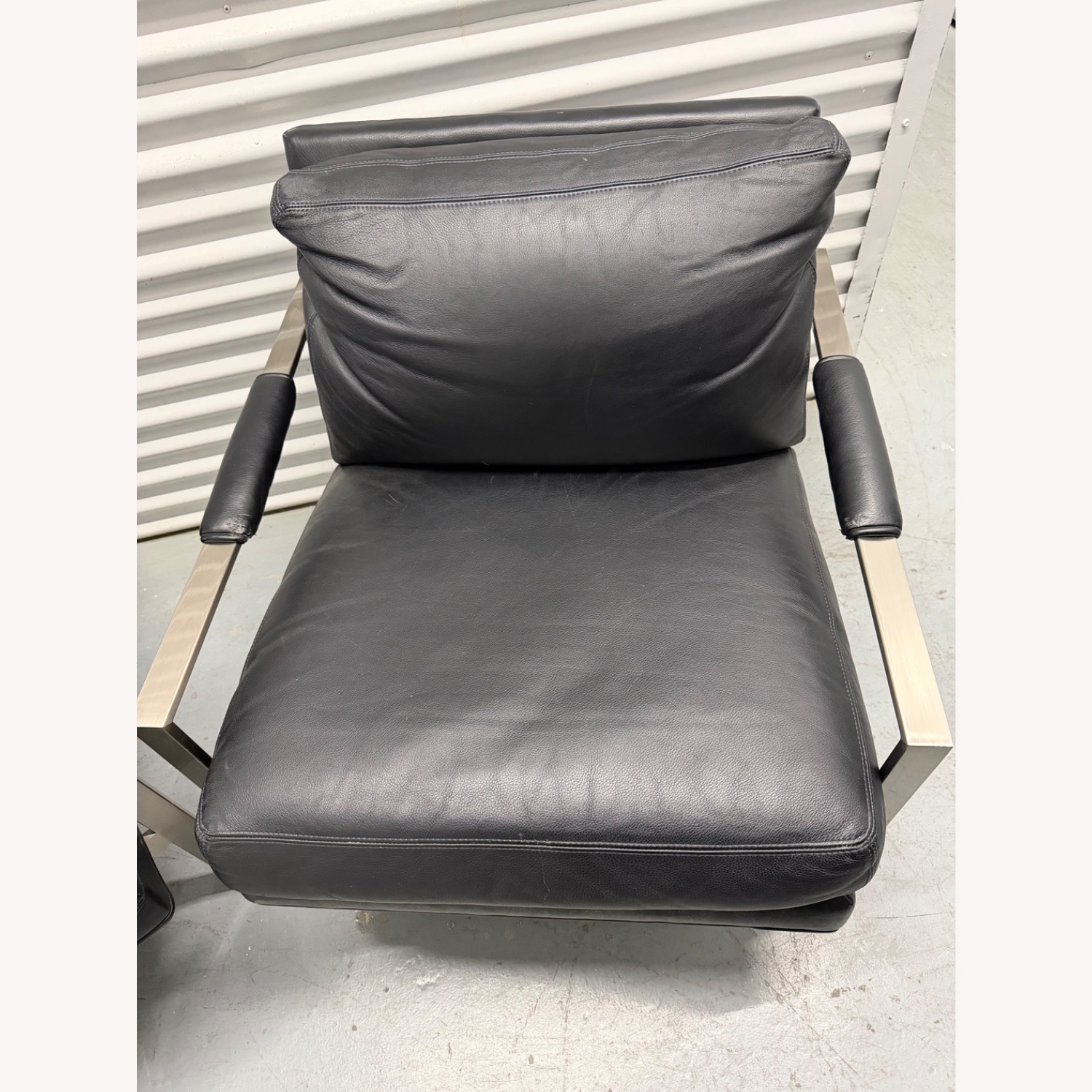 Crate & Barrel Milo Baughman Black Leather Armchair - image-3