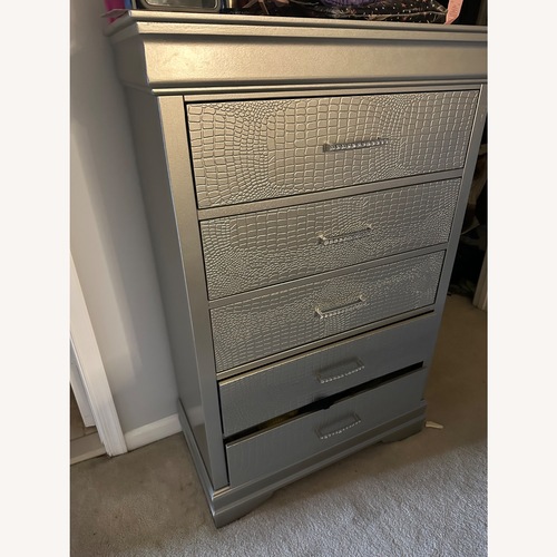 Used Dark Gray Leather Chest for sale on AptDeco