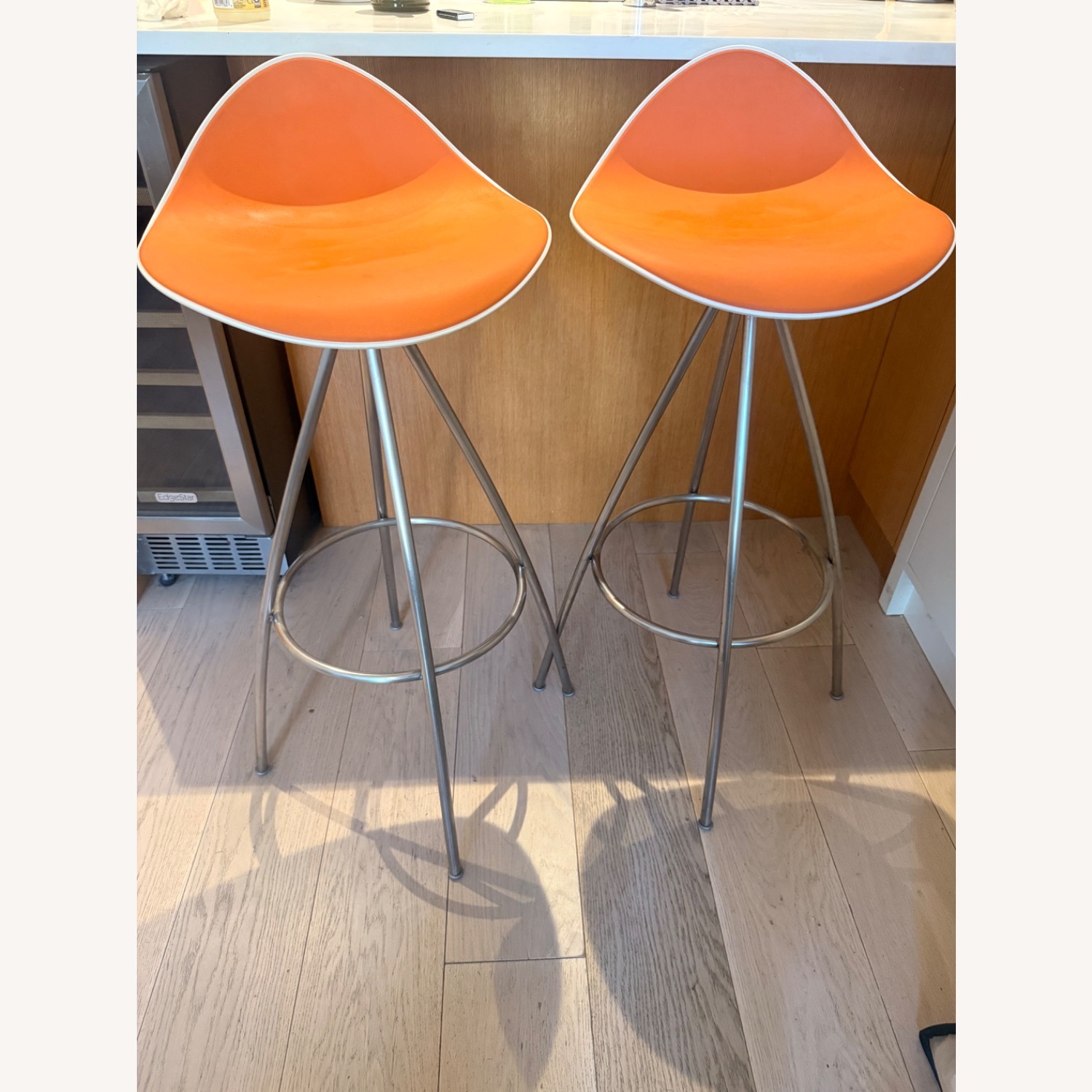 Onda Swivel STUA Orange Stainless Steel Stools - image-1