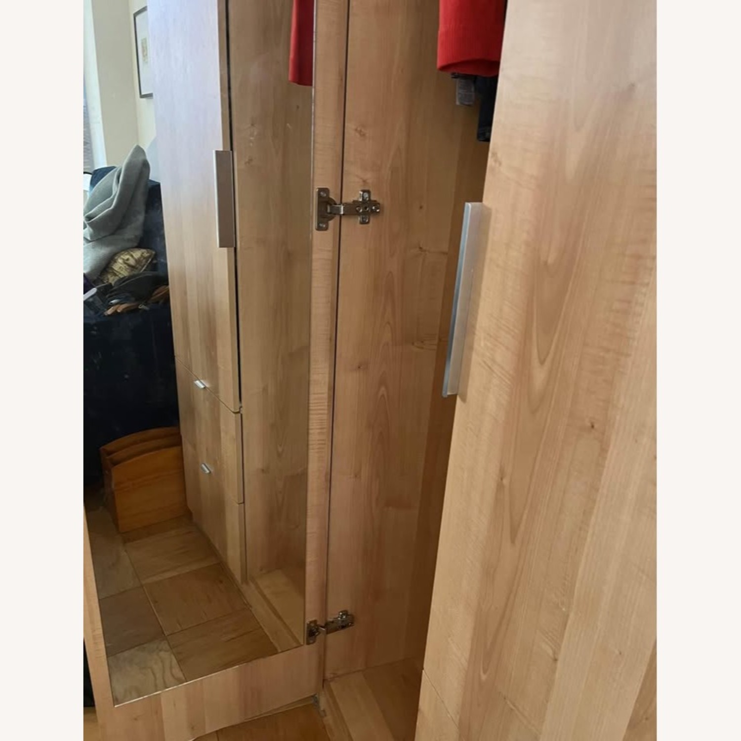 Modern Light Brown Wood Wardrobe - image-2