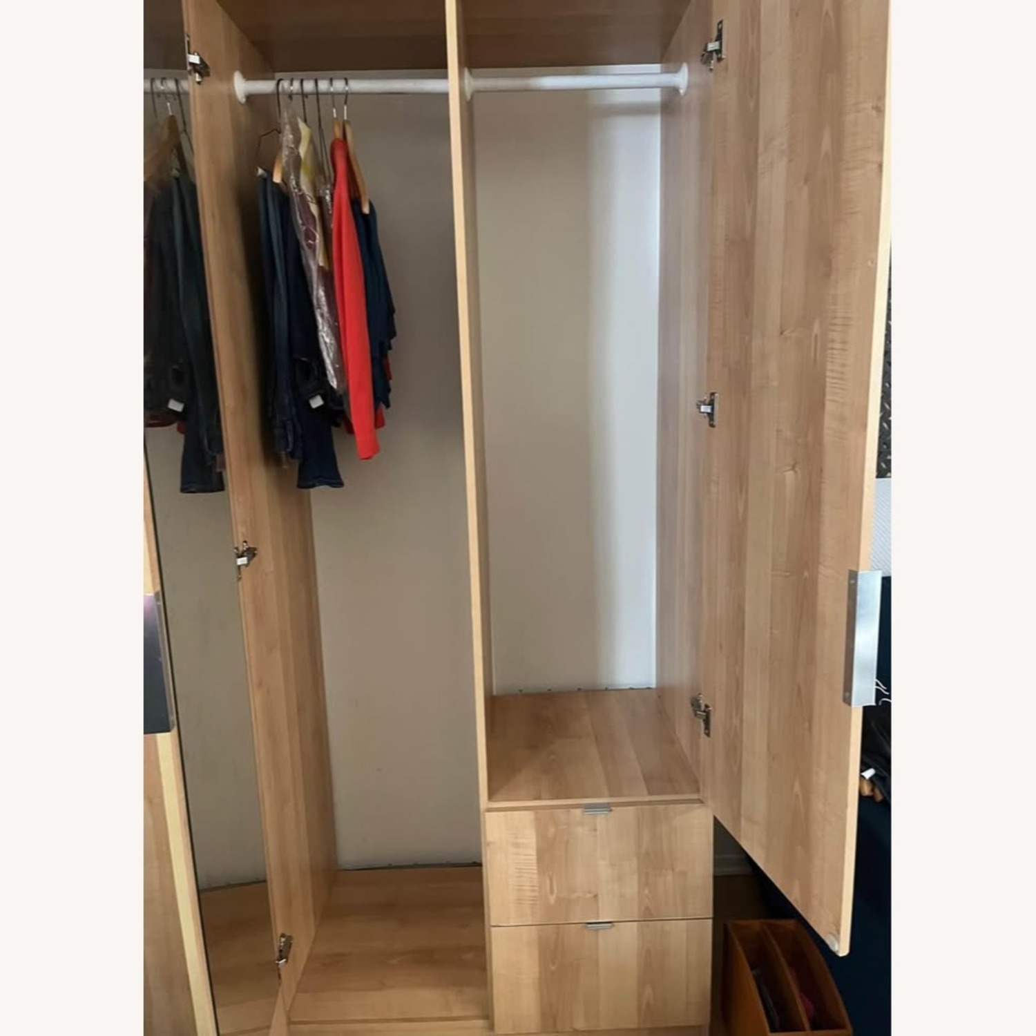 Modern Light Brown Wood Wardrobe - image-5