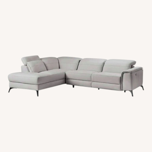 Used City Furniture Light Gray Leather Loveseat for sale on AptDeco