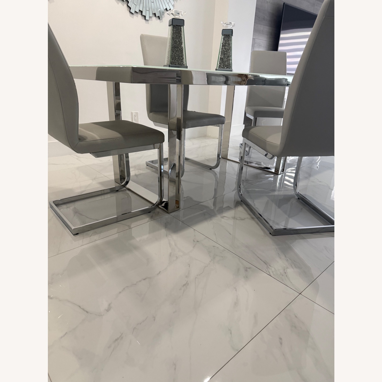 City Furniture Light Gray Glass Dining Sets - image-5