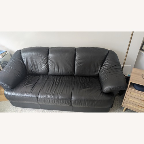 Used IKEA Black Leather 3+ Seater Sofa for sale on AptDeco