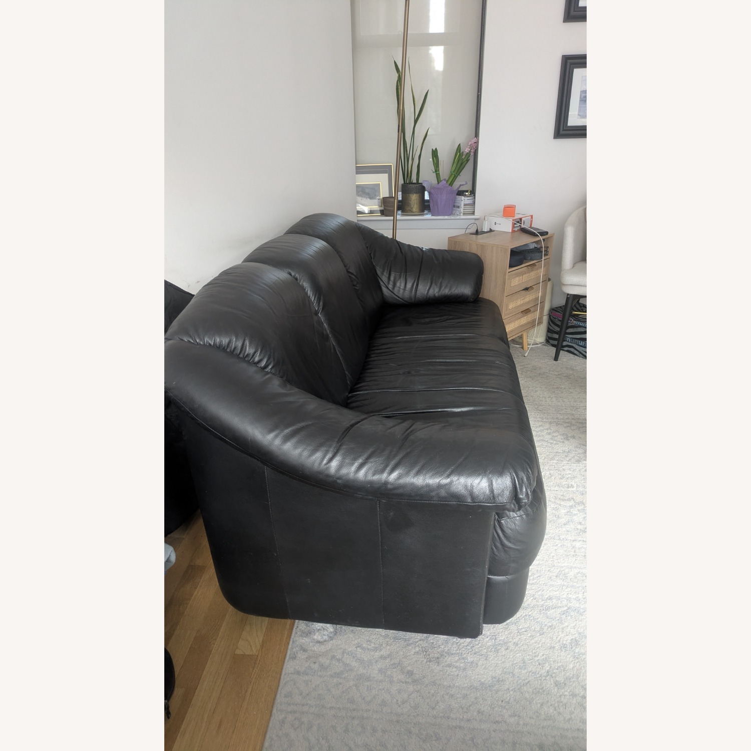 IKEA Black Leather 3+ Seater Sofa - image-3