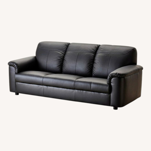 Used IKEA Black Leather 3+ Seater Sofa for sale on AptDeco