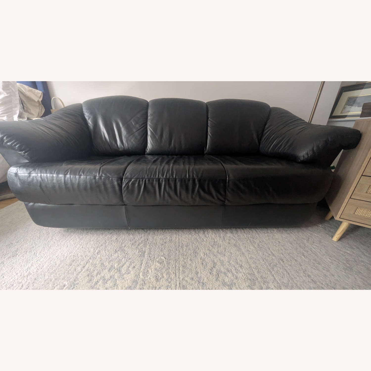 IKEA Black Leather 3+ Seater Sofa - image-2