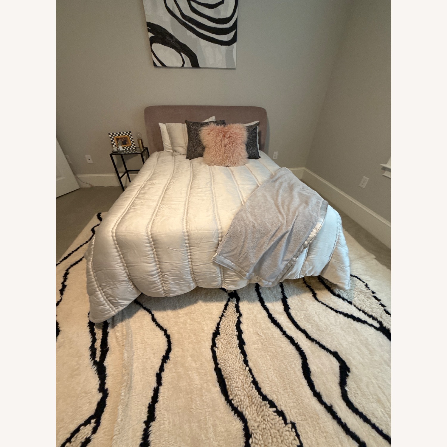 West Elm Pink Lana Upholstered Queen Bed - image-3