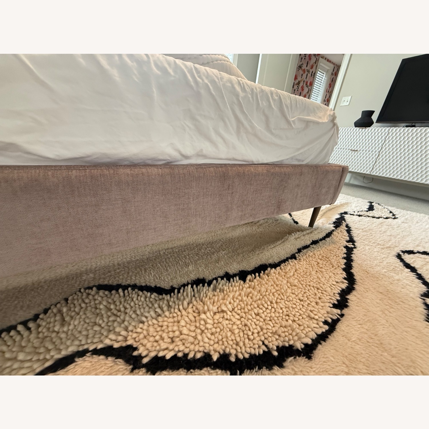 West Elm Pink Lana Upholstered Queen Bed - image-10