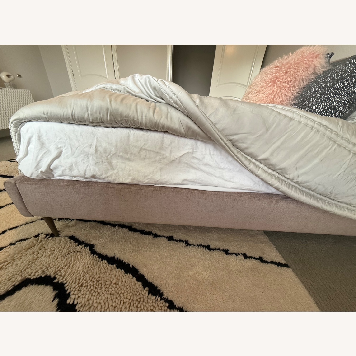 West Elm Pink Lana Upholstered Queen Bed - image-7