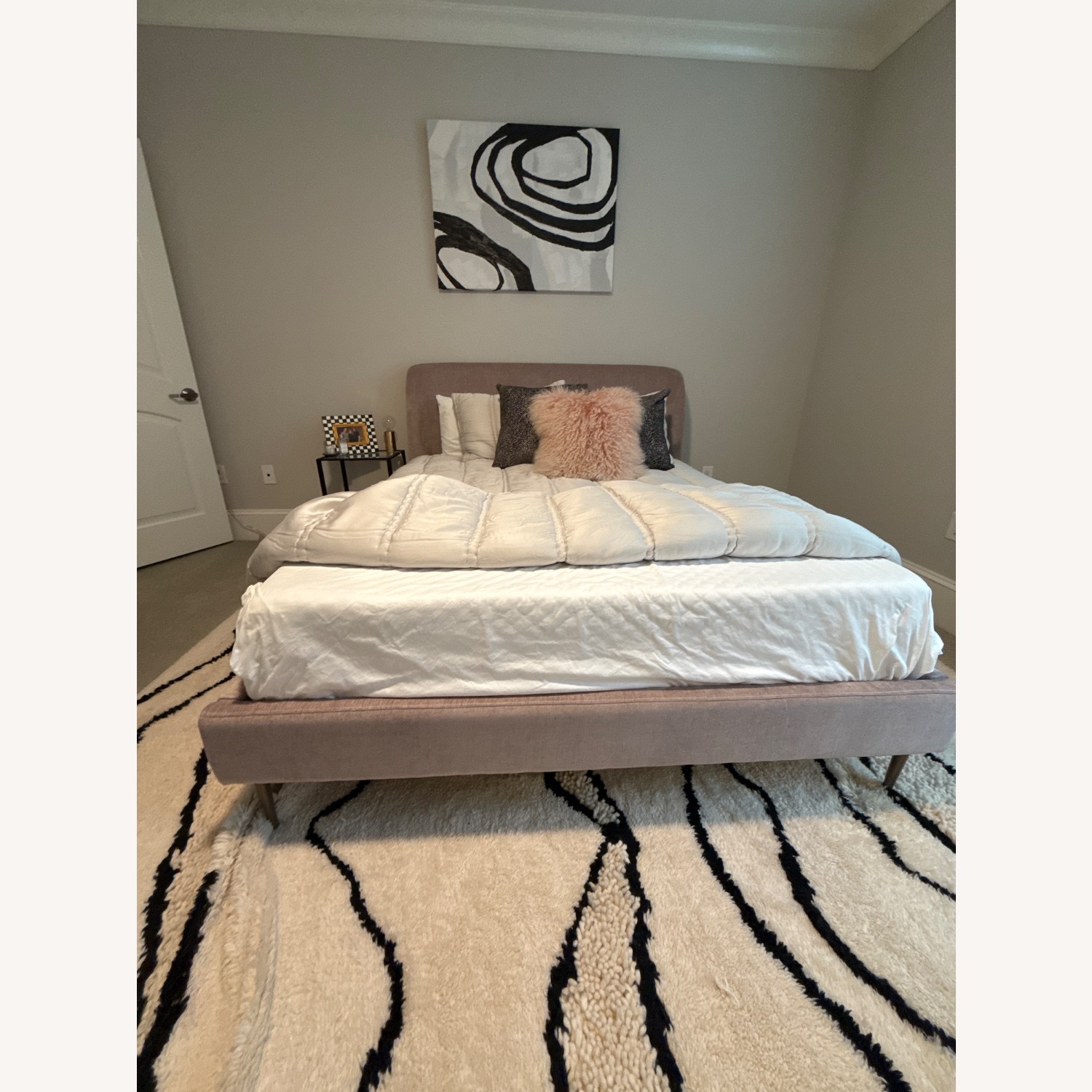 West Elm Pink Lana Upholstered Queen Bed - image-4