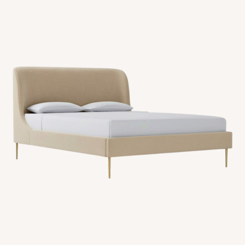 Used West Elm Pink Lana Upholstered Queen Bed for sale on AptDeco