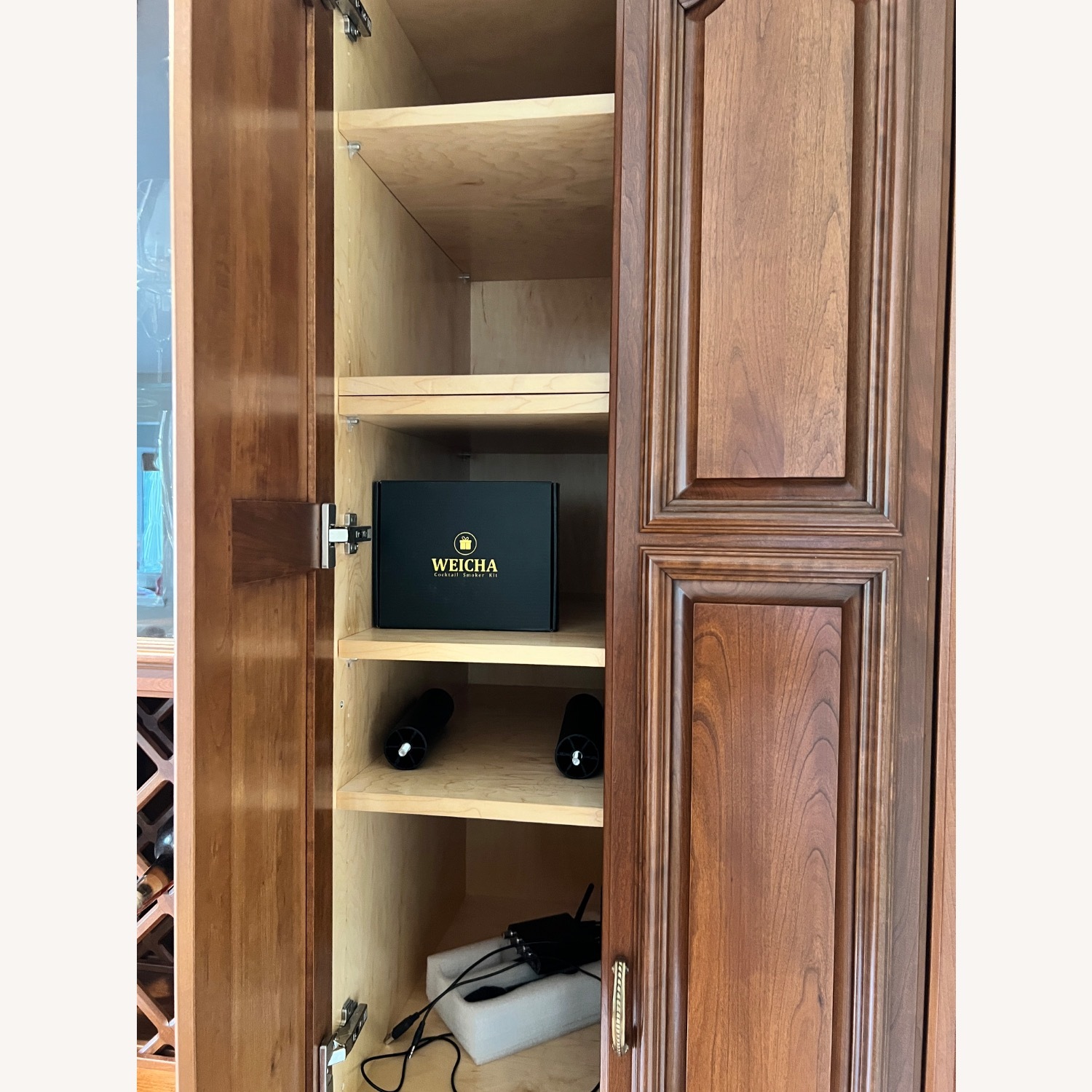 Dark Brown Wood Media Storage - image-8