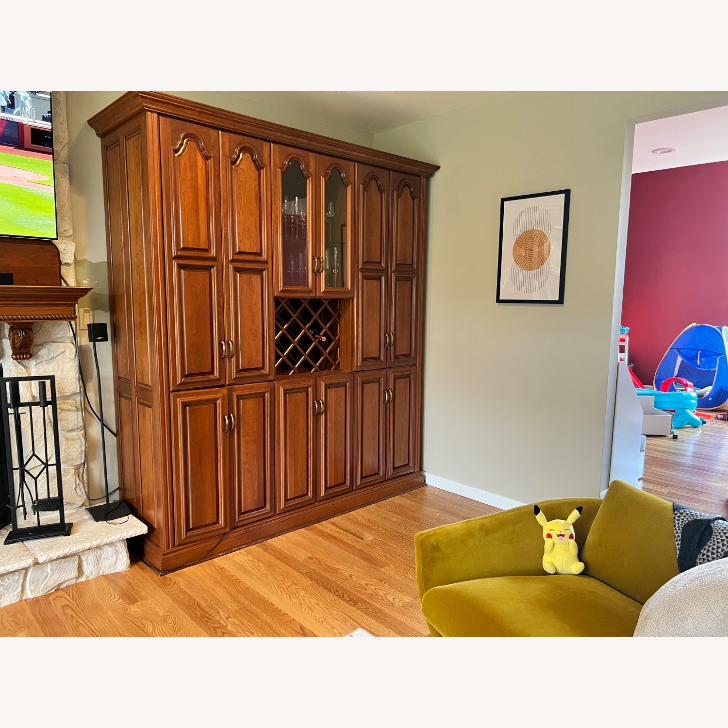 Dark Brown Wood Media Storage - image-1