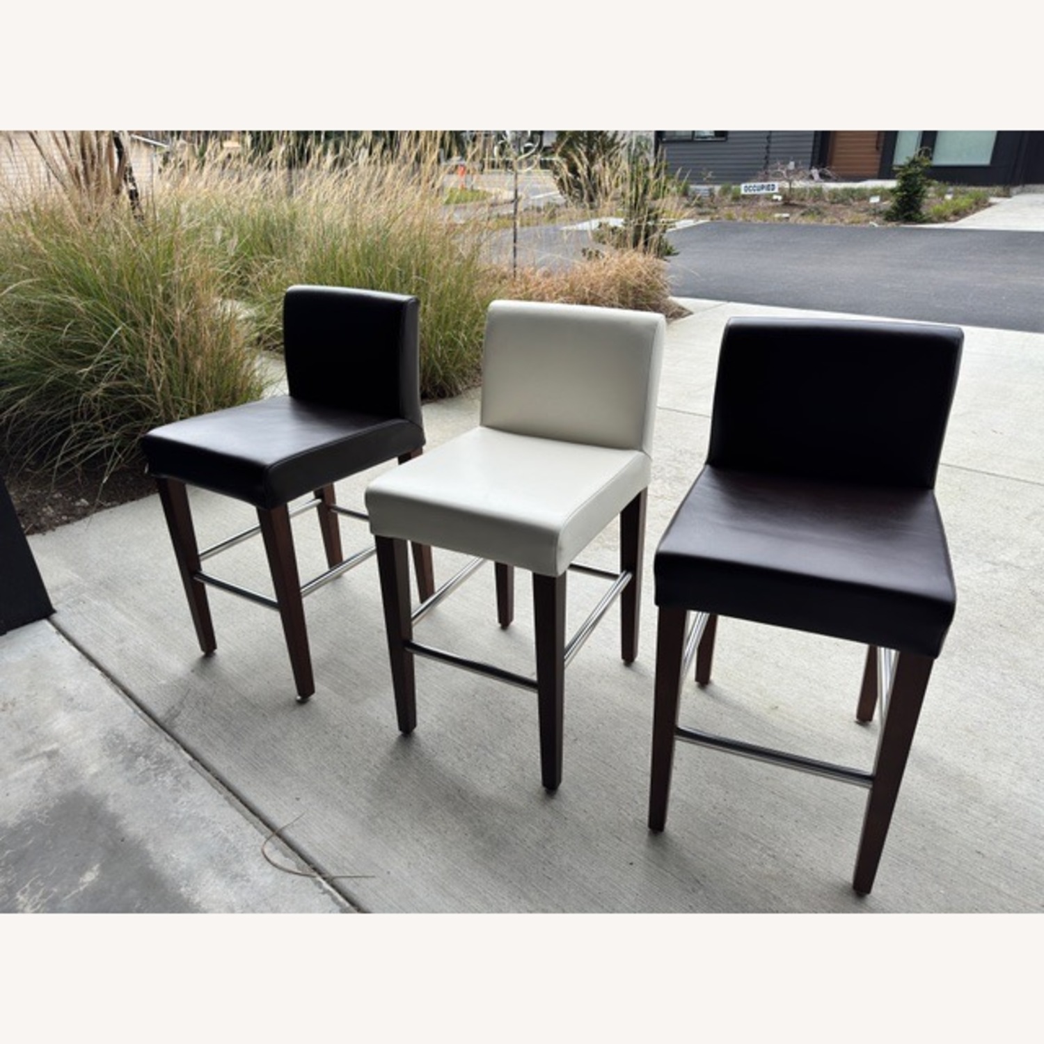 Modern Italian Leather Counter Stools - image-2