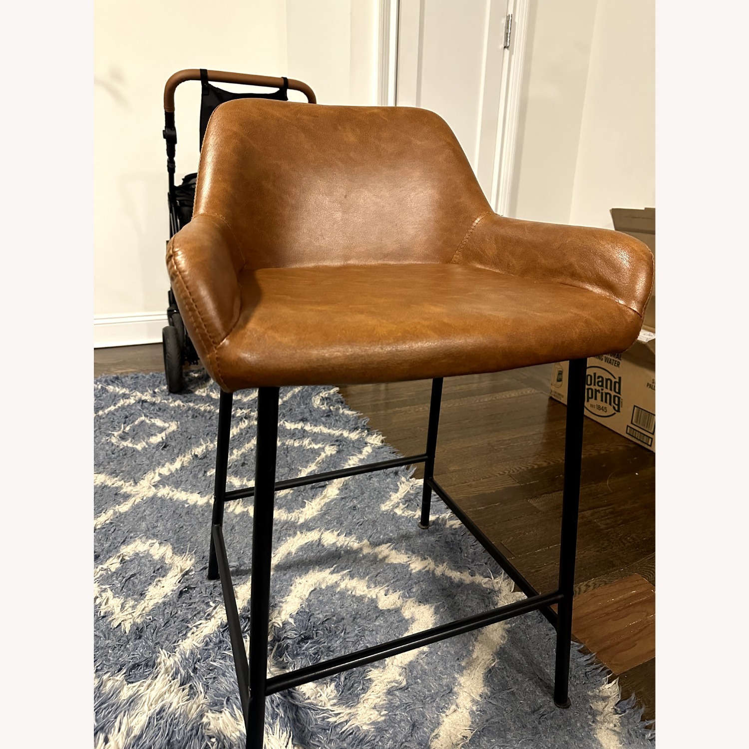 AllModern Embrey Light Brown Leather Stools - image-3