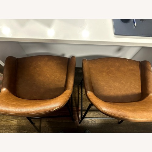 Used AllModern Embrey Light Brown Leather Stools for sale on AptDeco