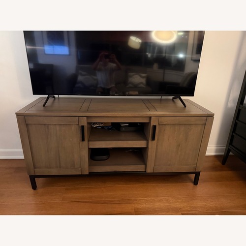 Used Crate & Barrel Wyatt 60" Media Console Grey for sale on AptDeco