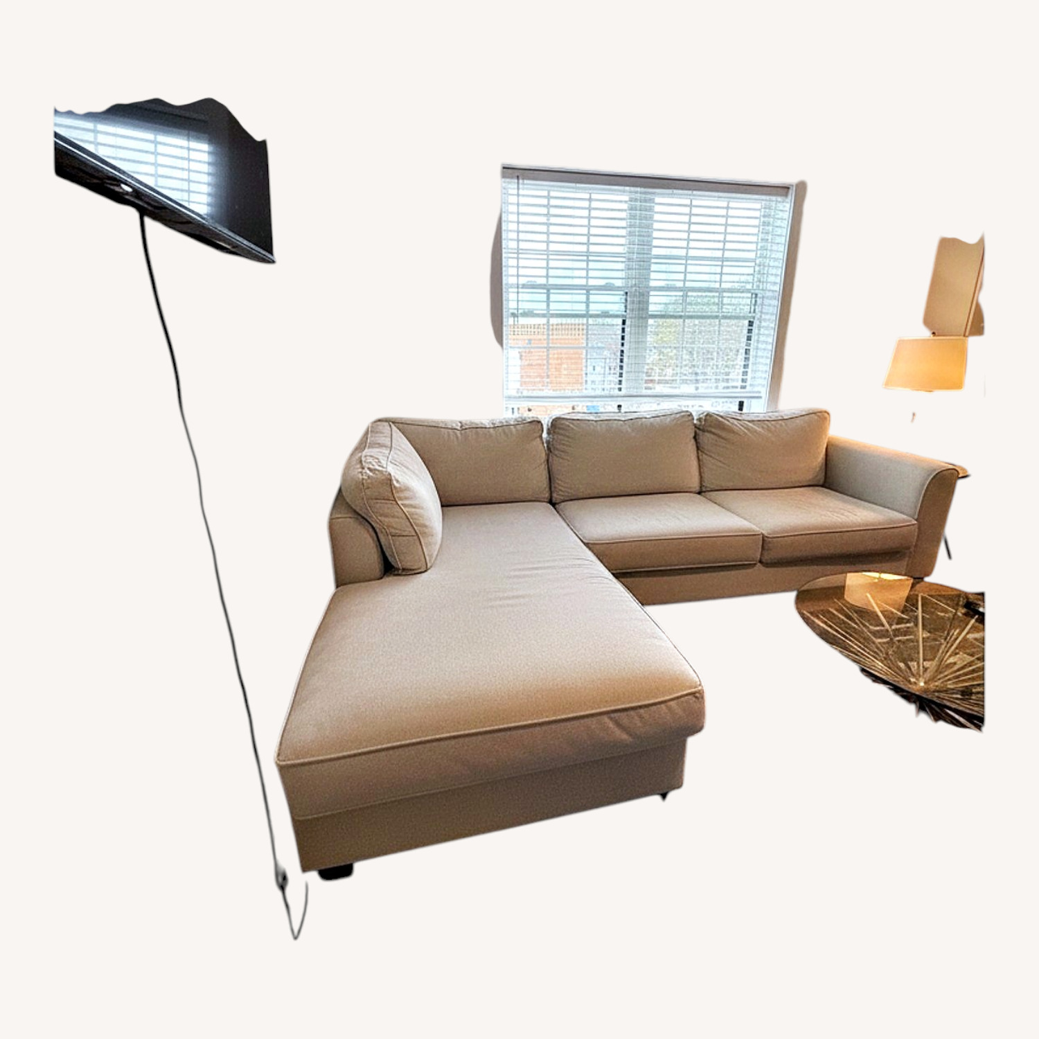 Jordan’s Light Beige Sectional Sofa with Chaise - image-7