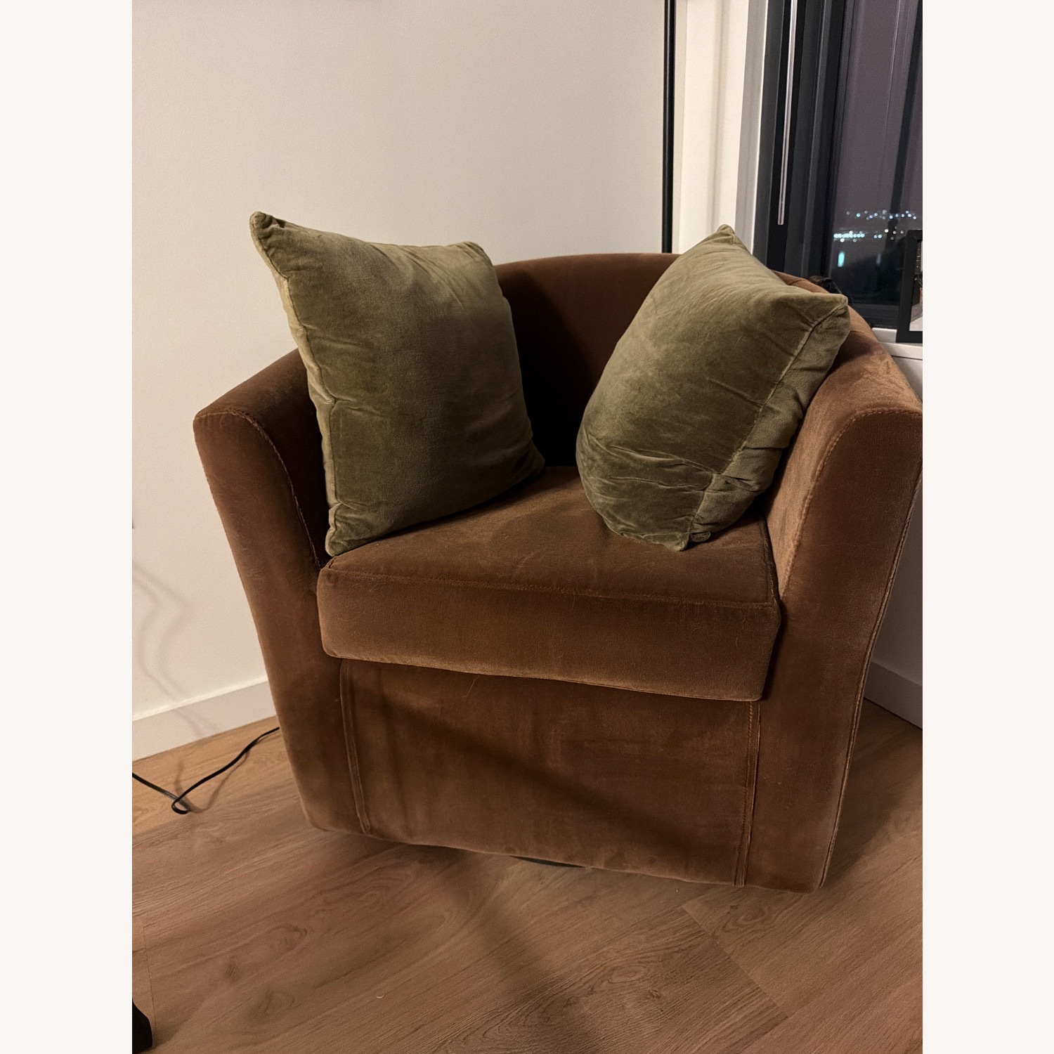 Pottery Barn Dark Brown Microsuede Accent Chair - image-1