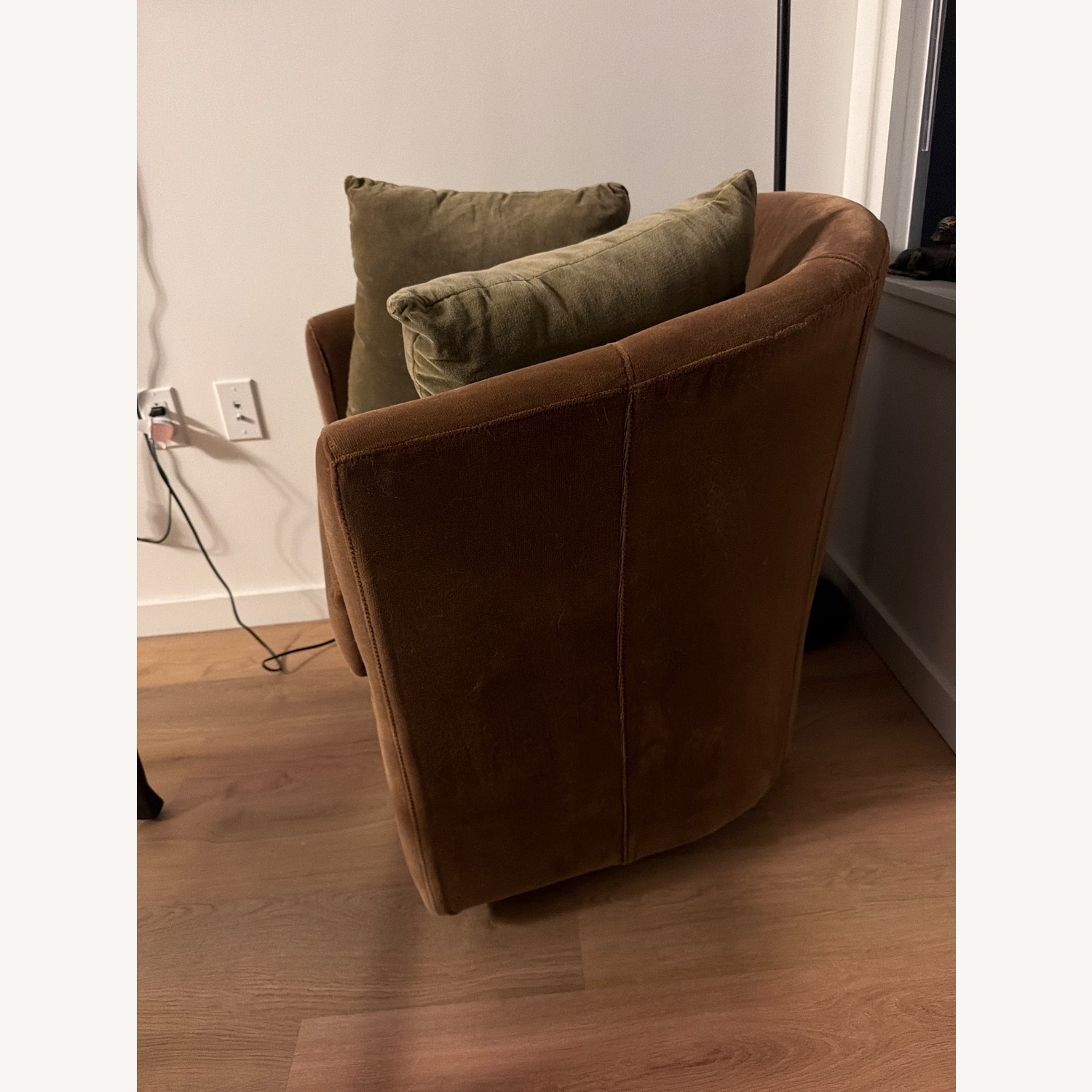 Pottery Barn Dark Brown Microsuede Accent Chair - image-2