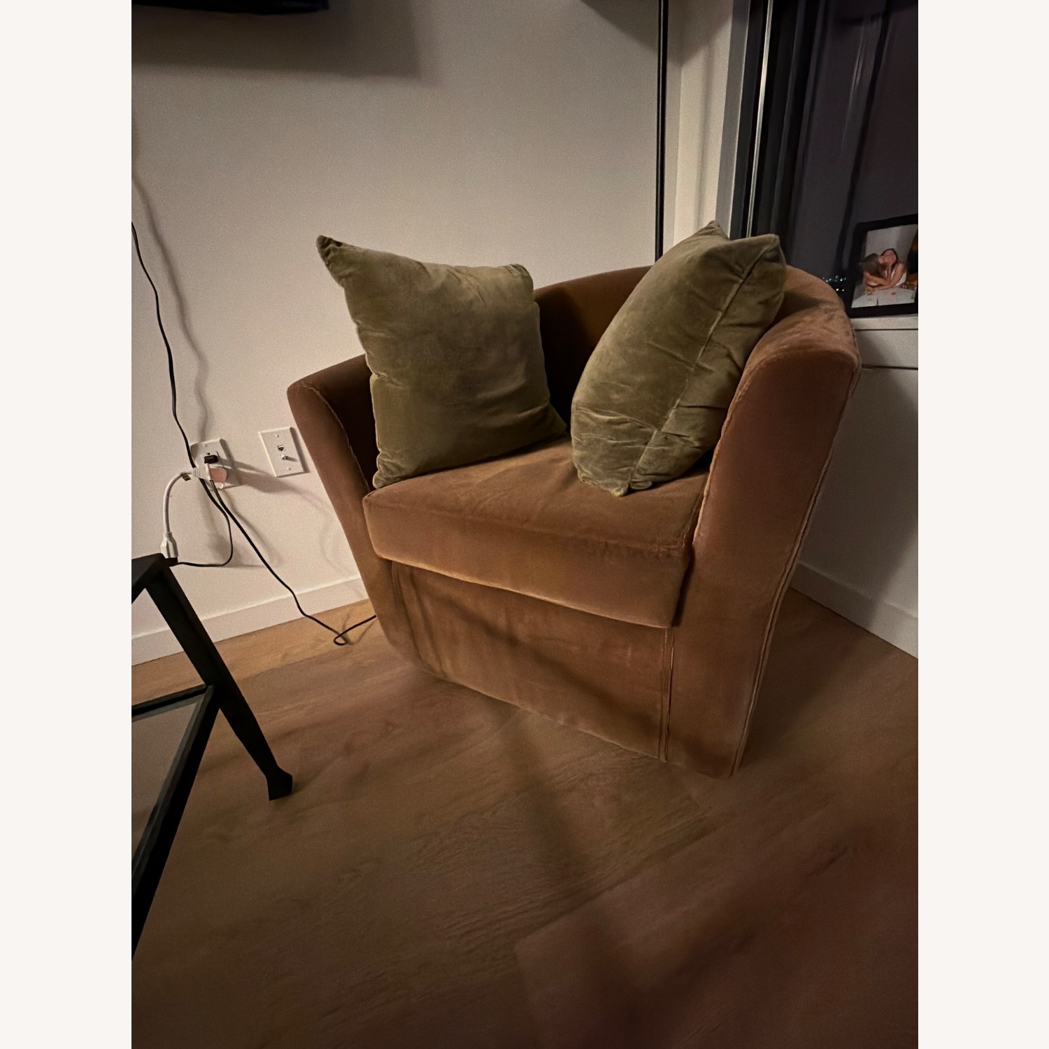 Pottery Barn Dark Brown Microsuede Accent Chair - image-3