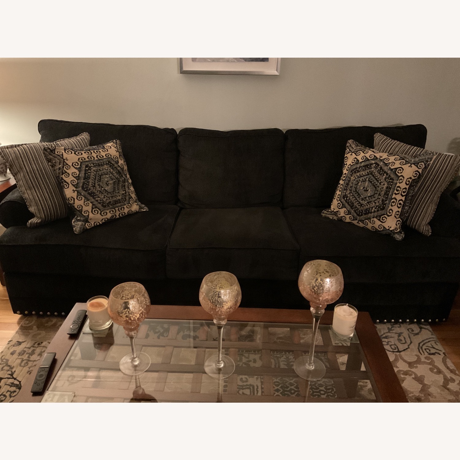 Navy Blue Memory Foam Sofa - image-1