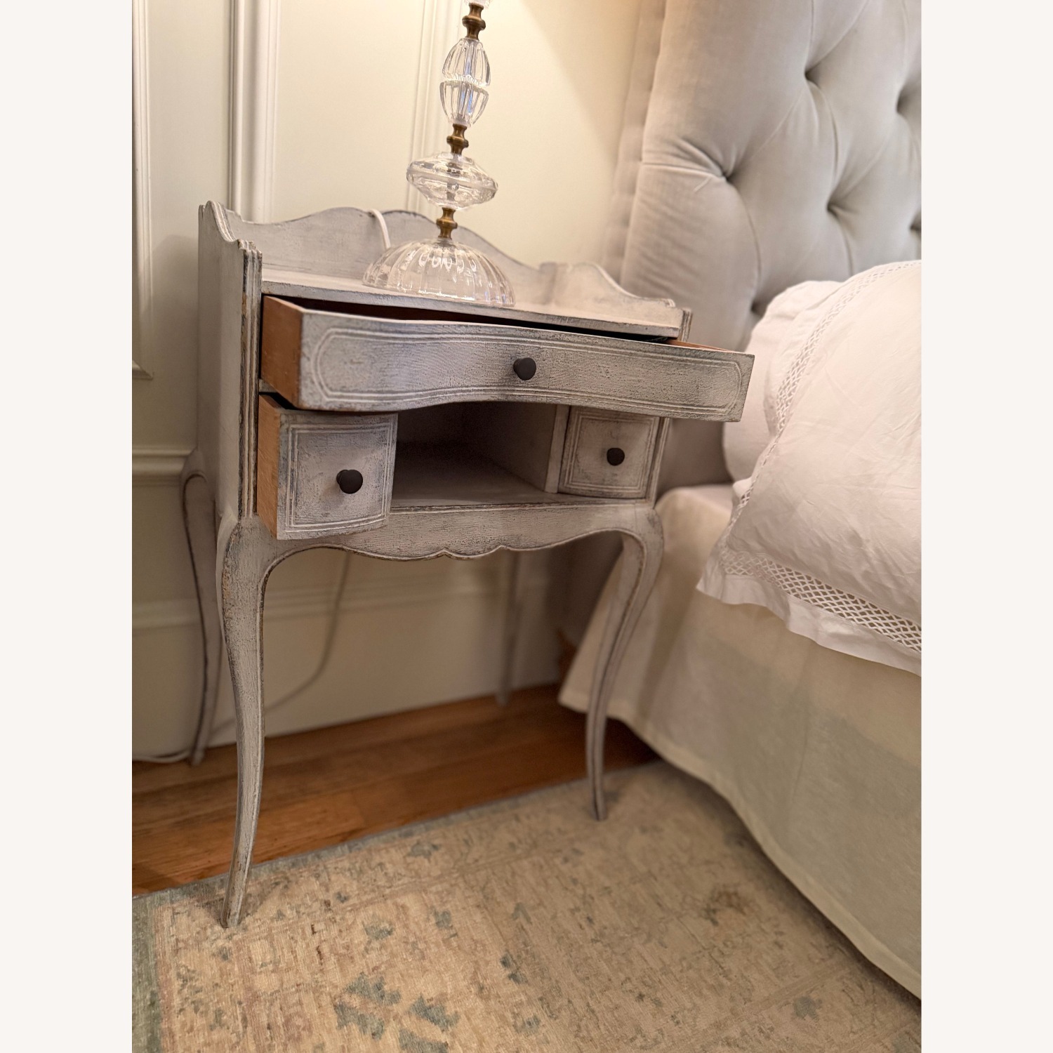 Antique Light Gray Wood Side Tables - image-2