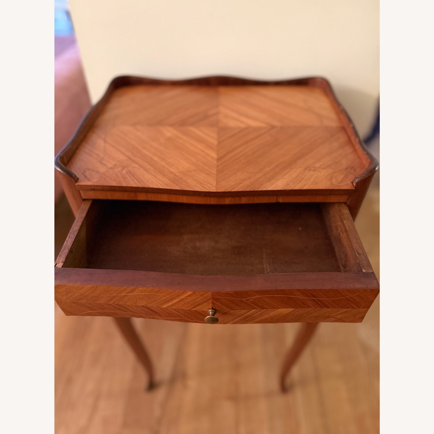 Antique Light Brown Wood Side Tables - image-7