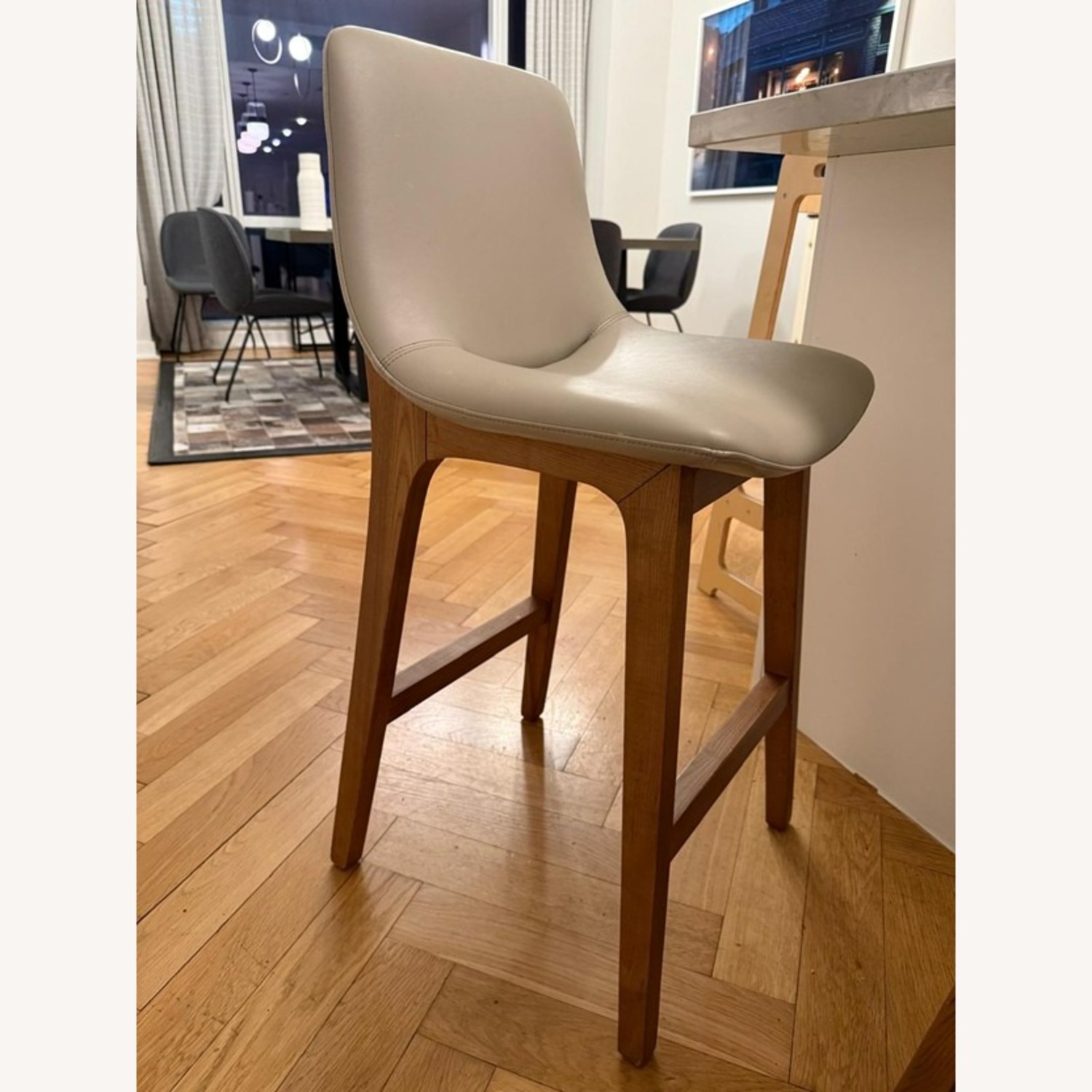 Light Gray Faux Leather Stools - image-2